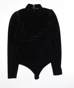 Lipsy Women's Black Velvet Bodysuit, Size L - Picture 1 of 12