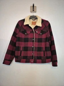 Levi's Wool Sherpa Trucker Jacket Damen Gr. Medium rot kariert Flanell kariert - Bild 1 von 7