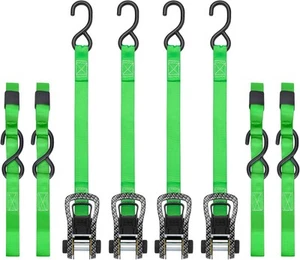 SmartStraps 14-Foot Premium Ratchet Straps, Green (4pk) - Pack of 4, - Picture 1 of 8