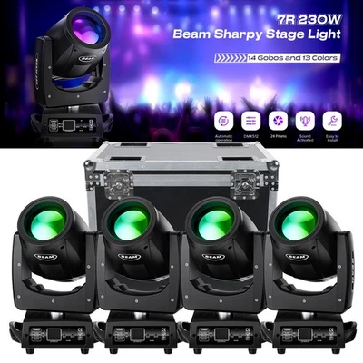230W Zoom Beam Moving Head Stage Lights Sharpy DMX Strobe Party Disco with Case - Image 1 of 4