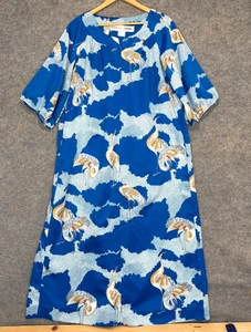 Vintage Tori Richard Hawaiian Aloha Dress Medium I.Magnin Japanese Crane Sky 60s 70s - Bild 1 von 13