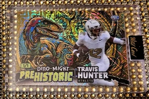 #d 1/1 GOLD MOJO RAPTOR 2024 PREHISTORIC DINO-MIGHT Travis Hunter PRC DINO #1 - Picture 1 of 3
