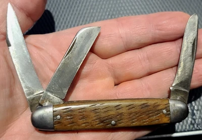Vintage Ulster Knife Co 3-Blade Stockman Pocket Knife USA – Jigged Handle - Image 1 of 3