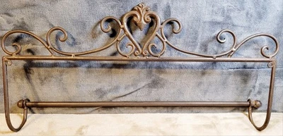 De colección Hierro Forjado Negro Desplazamiento Montaje Pared Toallero 24' x 12" Foto 1 de 3