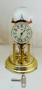 Kundo Kieninger Obergfell Vintage Glass Dome Clock 400 Day Anniversary w/KEY - Picture 1 of 5