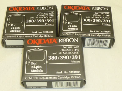 Лот из 3 Okidata Microline черный сменный катридж 24pin 380/390/391 52104001 - Изображение 1 из 4