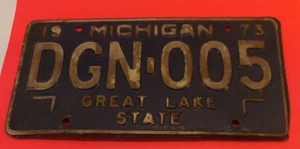 1973 Michigan Nummernschild DGN 005 Great Lakes State - Bild 1 von 2