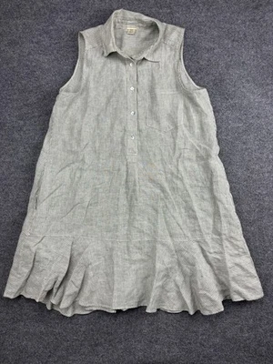 Vestido Magaschoni Mujer Mediano Lino Rayas Botón Frontal Volantes Dobladillo Bolsillos Foto 1 de 4