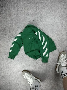 Off-White Kids Green Helvetica Sweater Y2K Size XS - Picture 1 of 16