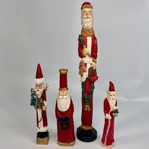Vintage Volkskunst Bleistift Weihnachtsmann Menge 3 groß dünn Harz Figur Urlaub 6-12 Zoll - Bild 1 von 3