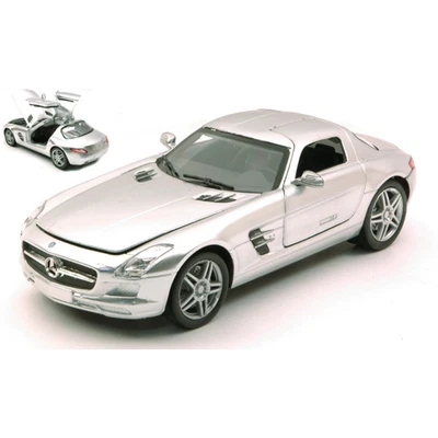 MERCEDES SLS AMG 2010 SILVER 1:24 New Ray Auto Stradali Modellino Nuovo - Immagine 1 di 3