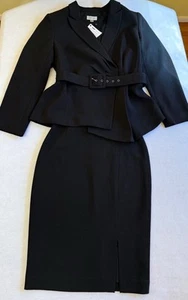 Small 💗 Women’s Gorgeous Black Suit Tahari ASL Skirt Suit Oversized Blazer - Picture 1 of 8