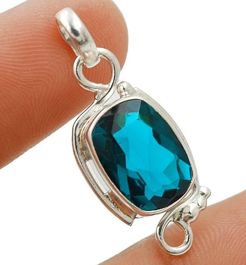 2CT Apatite 925 Solid Sterling Silver Pendant Jewelry 1 1/4" Long @21-2 - Image 1 of 1