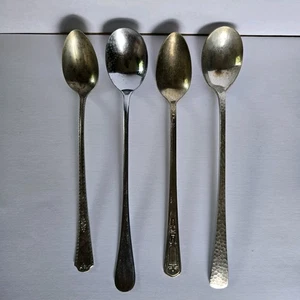 Vintage Long Iced Tea Spoons Various Styles 4 Spoons Silverplated Flatware  - Picture 1 of 17