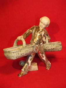 W.Lachner seltene Art Deco Keramik signiert Künstler Amphore - Der Träger - Bild 1 von 12