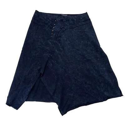 Мягкое окружение кислоты стирка ассиметричный эластичной трикотажа Midi юбка синий размер 3 X - Изображение 1 из 4