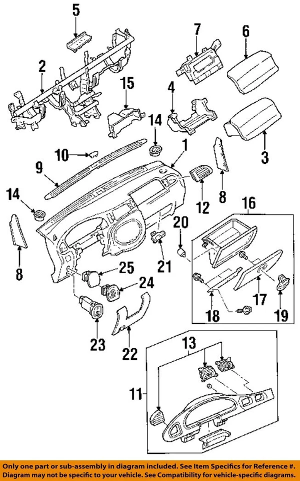 Panel de instrumentos Ford OEM 97-02 Escort panel de instrumentos-ventilación de aire F7CZ19893EAA Foto 1 de 1