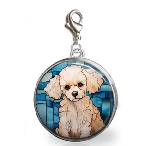 Kunstglas Pudel Welpe Hund Mutter Geschenk Clip On Geldbörse Charm Armband Charm - Bild 1 von 2