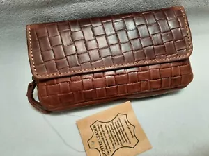 PFEIFENTASCHE / ÜBERSCHLAG - Leder braun - Flechtdesign - 2er - NEU - 630867 - Bild 1 von 3