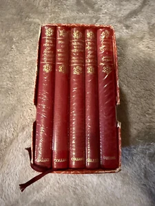 COLLINS POEMS 5 BOOK BOX SET RED LEATHER BYRON KEATS TENNYSON WORDSWORTH SHELLEY - Picture 1 of 20