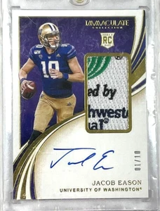 Jacob Eason 2020 Immaculate Collection Collegiate RPA 1/10 Gold Auto Relic Tag - Picture 1 of 3
