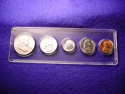 1958-D DENVER 5 COIN MINT SET ALL BU COINS 90% SILVER!!    #47 - Image 1 of 4