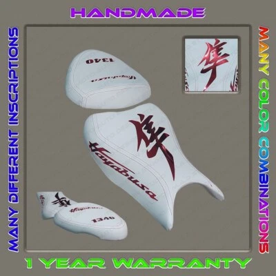 CUSTOM Design Seat Cover Suzuki Hayabusa 2021-2025 (3gen) white+red-chrome - Image 1 of 4