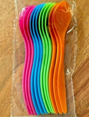 12 Eierlöffel 14cm pink, orange, grün, blau Löffel Dessertlöffel Joghurtlöffel - Bild 1 von 3