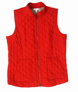 Chaleco acolchado J. Jill Heritage para mujer talla M rojo brillante cremallera completa con bolsillos - Imagen 1 de 6