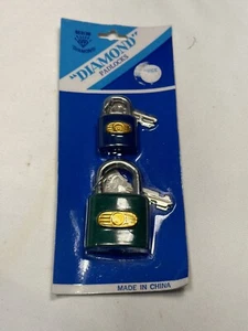 diamond padlocks 2 count with keys small vintage - Picture 1 of 2