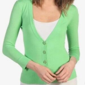 Lilly Pulitzer Womens XS Sweater Kaitlin Cardigan V-Neck Cotton Blend Green