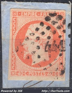FRANCE EMPIRE 40c ORANGE N° 16 CACHET PC 441 BORDEAUX GIRONDE SUR FRAGMENT - Picture 1 of 2