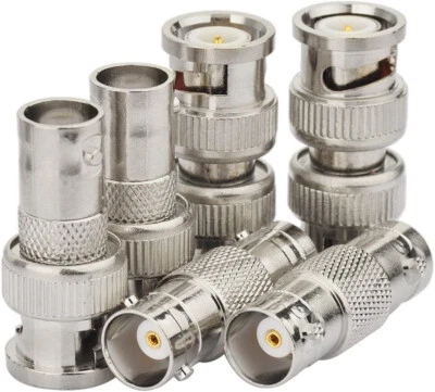 BNC Adapter Kit 6PCS Male Female Coax Convertor Coupler for CCTV Security Camera - Image 1 of 4