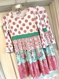 Twin size 12 Adorable Sweetness Zulily Pink Floral Polyester Ruffled Dresses - Picture 1 of 7