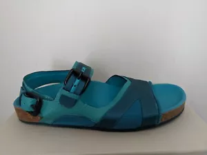 Burberry Womens Prorsum Turquoise Leather and Satin Field Sandals Size 10 NIB - Picture 1 of 9