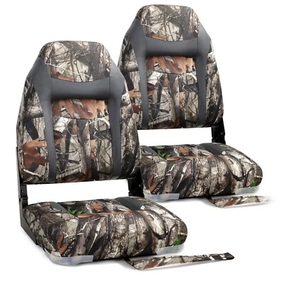 NORTHCAPTAIN Deluxe Camo/Charcoal High Back Folding Boat Seat, 2 Seats - Image 1 of 4