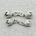 925 Sterling Silver Lotus Leather Cord End Cap With Hook Clasp For Bracelet