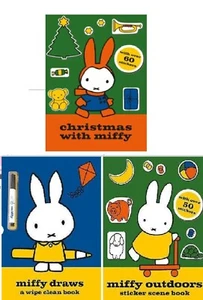 NEW x 3 MIFFY activity books CHRISTMAS DRAWS  WIPE CLEAN & OUTDOOR STICKER SCENE - Picture 1 of 2