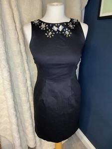 Matalan Papaya Black Jewelled Pencil Shift Lined Dress Size 8 - Picture 1 of 8