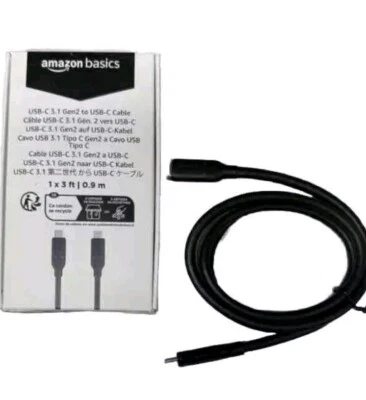 USB-C to USB-C 3.1 Gen 2 Fast Charging Cable, 60W, 10Gbps High-Speed 3 Foot - Image 1 of 4