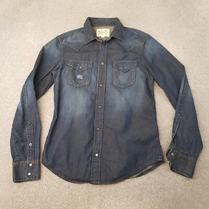 Diesel Mens Shirt Large Blue Denim Wash Pearlsnap Cowboy Western Jeans Rodeo - Picture 1 of 10