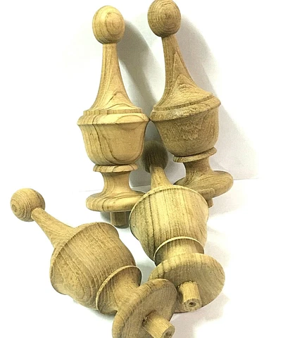 4 pcs Vintage Mid Century Wooden Furniture Finial Decorative 5.5” Lenght Cover