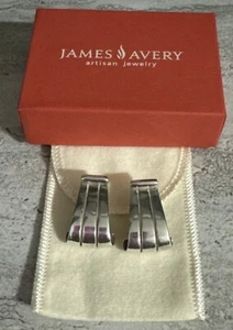 James Avery Sterling Silver Large Vintage Scroll Omega Back Earrings - Picture 1 of 10