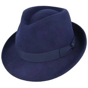 Crushable Wool Felt Trilby Hat Fedora Hat-Unisex 100% Wool Trilby Hat Satin Band - Picture 1 of 4