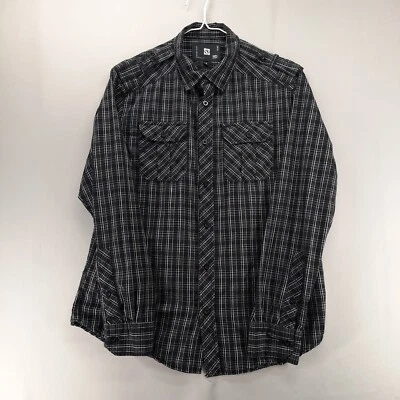 Ocean Current Shirt Mens M Black White Plaid Long Sleeve Pockets Button Up Foto 1 de 4
