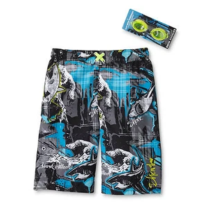 Joe Boxer Boy's Boardshorts & Swim Goggles Shark Size X-Small (4/5) New - Picture 1 of 2