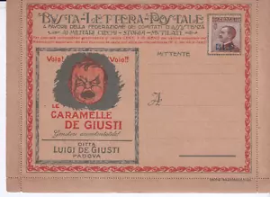 BUSTA LETTERA POSTALE B.L.P. 1920/23 - SERIE NAZIONALE "LE CARAMELLE DE GIUSTI" - Foto 1 di 5