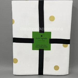~Mantel Kate Spade Off-White con puntos dispersos dorados algodón oblongo 60x84" - Imagen 1 de 6