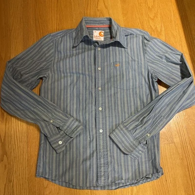Hollister Men’s Button Down Shirt Striped Blue Small 100% Cotton - Image 1 of 4