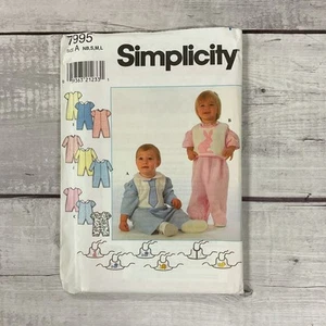 Simplicity 7995 Sewing Pattern Baby Infant Romper Jumper Bib Sz NB-L UNCUT - Picture 1 of 3